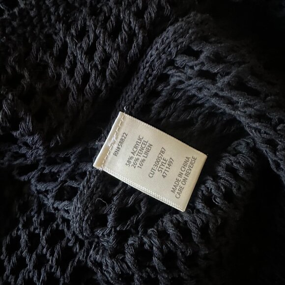 MAX STUDIO Oversize Open Knit Black Sweater Oversized Small - Picture 5 of 5